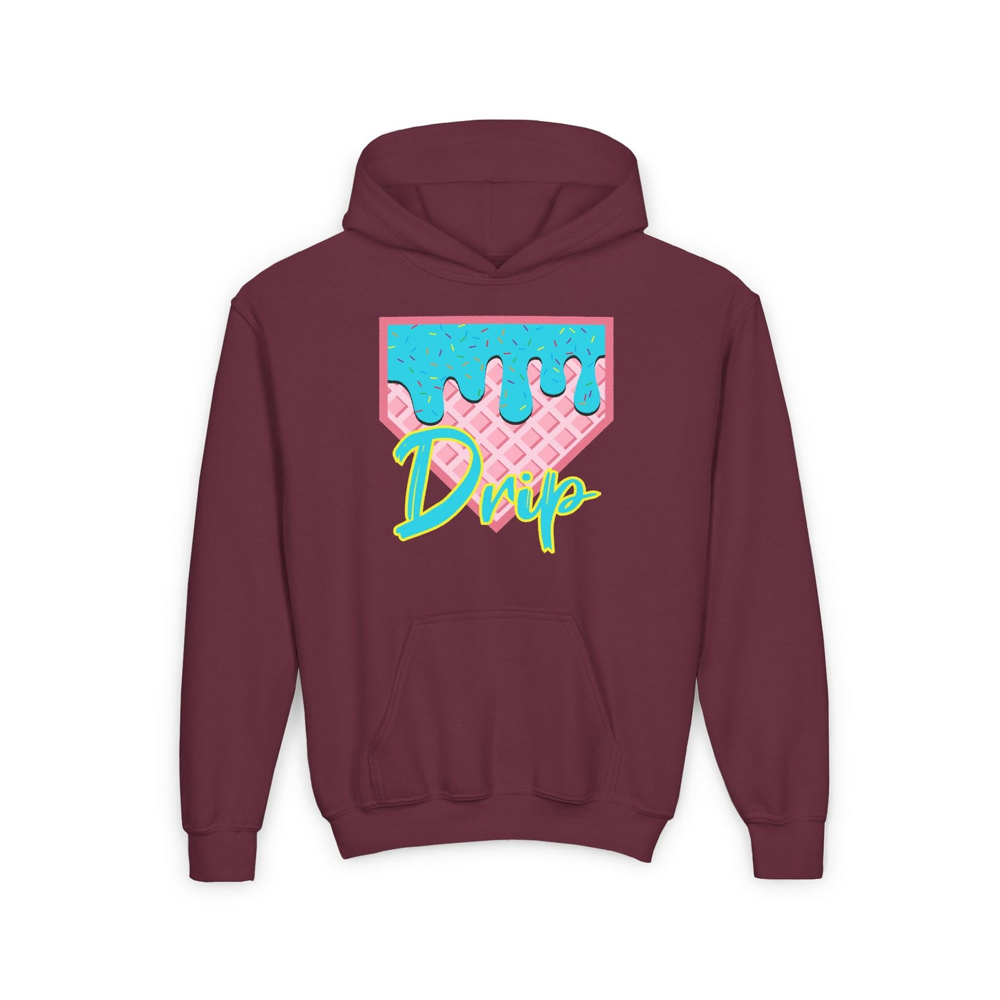 Home Plate Waffle Cone Drip Youth Hoodie