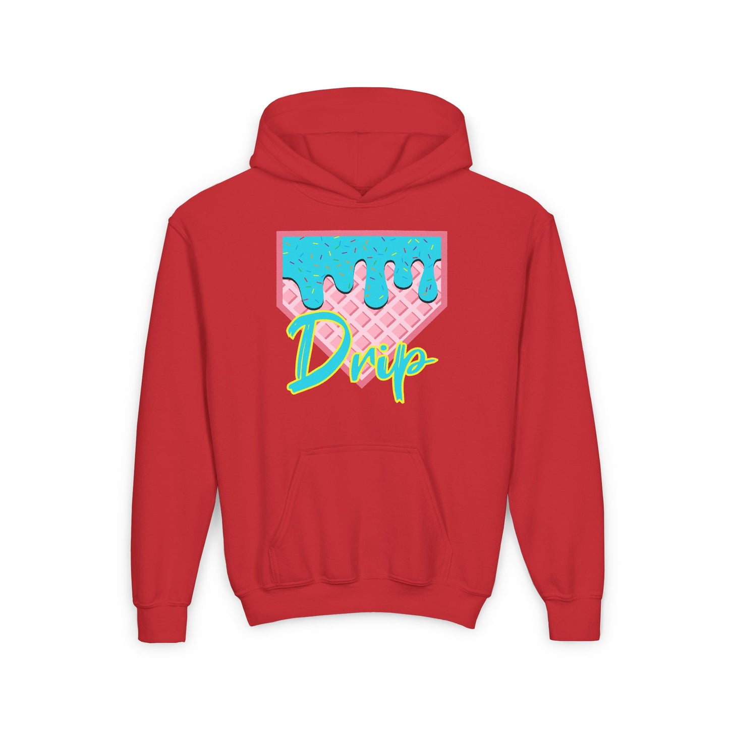 Home Plate Waffle Cone Drip Youth Hoodie