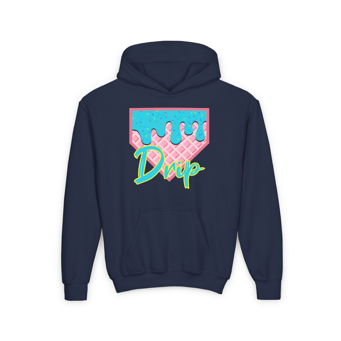 Home Plate Waffle Cone Drip Youth Hoodie